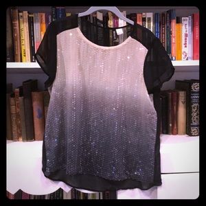 Sheer Ombré Sequin Shirt